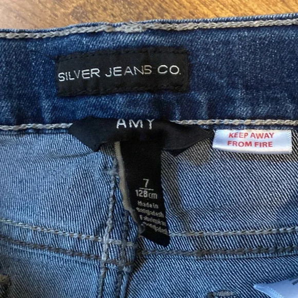 Girls silver skinny jeans - Picture 2 of 5